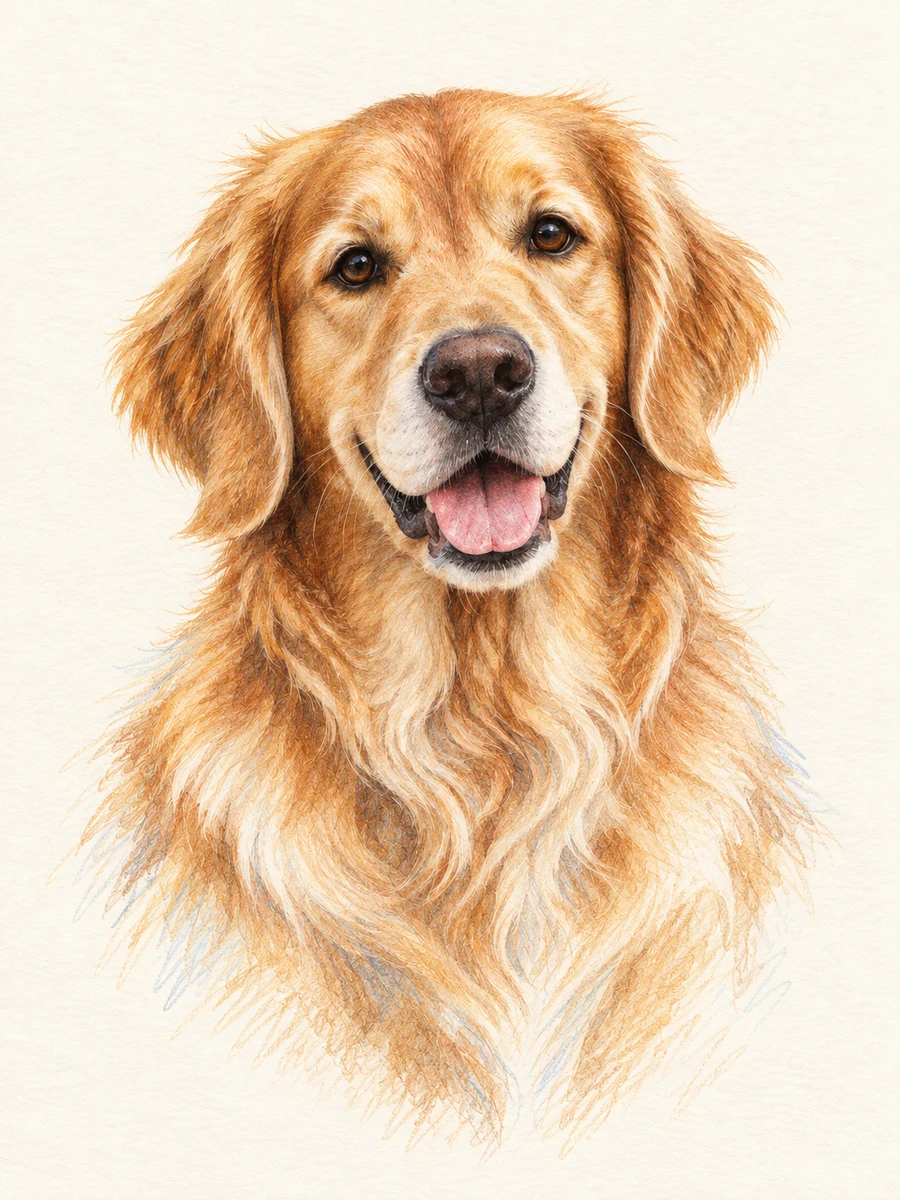 Colored Pencil sample pet illustration