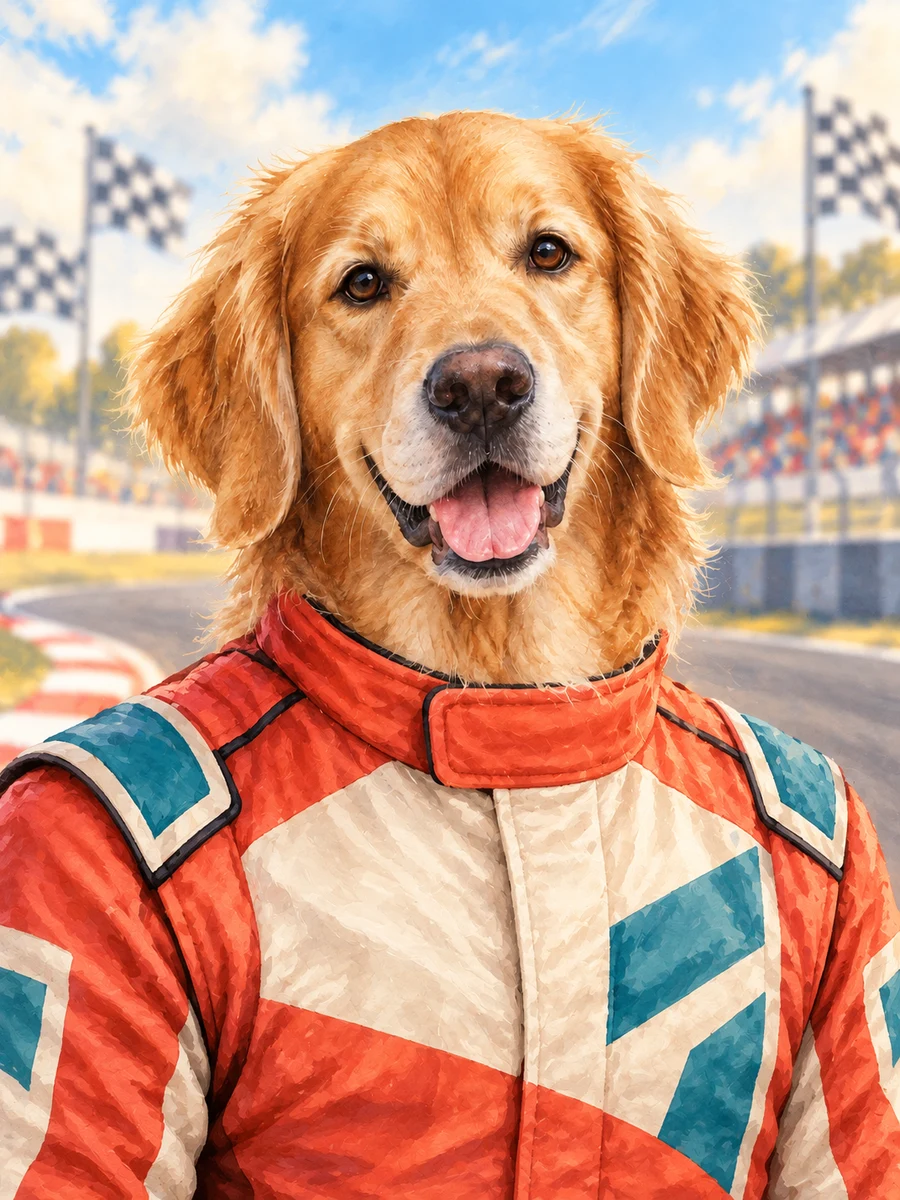 The Racing Driver sample pet illustration